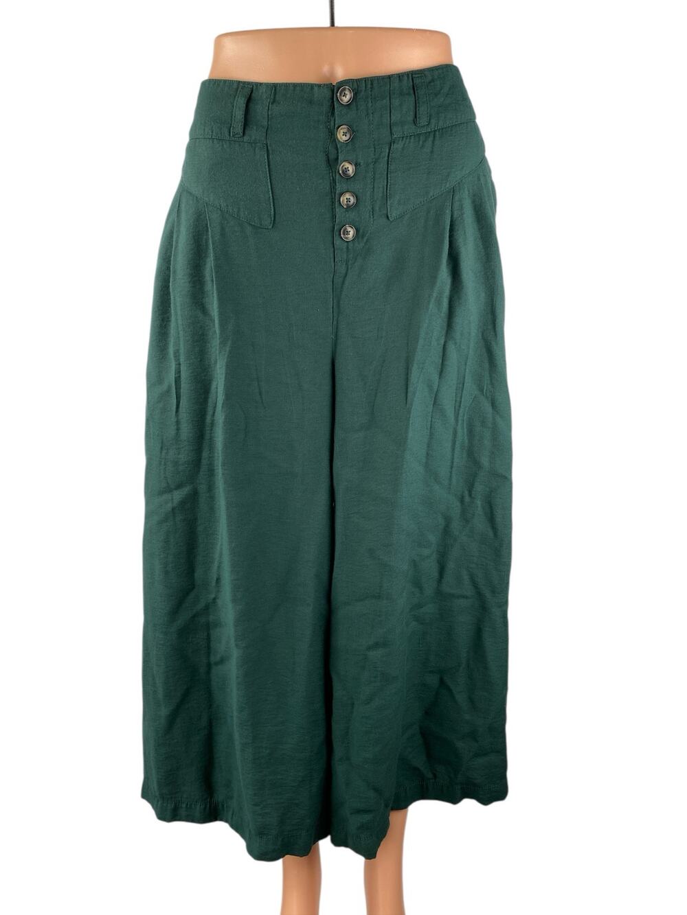 Anthropologie Ett Twa Women's Green High Rise Wide Leg Trousers Pants Size XS